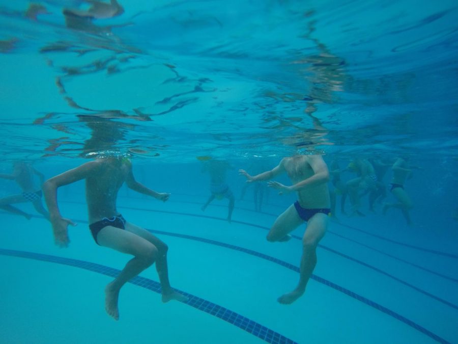 The boys water polo team during practice. 
