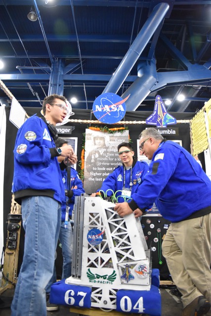 Robotics team at the world's robotics competition in Houston, TX