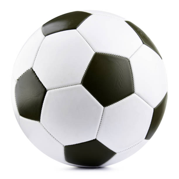 Leather soccer ball isolated on white background.