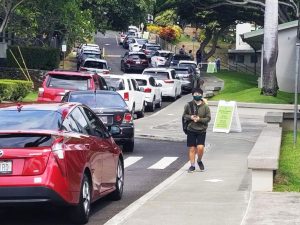 Sophomore Camryn Machado walking down the sidewalk outside of Hartley after the PSATs. Sophomores and Juniors returned to campus for the PSAT on Oct. 14.