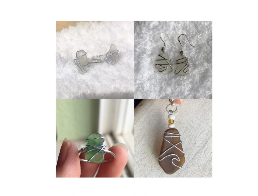 Sophomore Alaina Visi shares her sea glass earrings, rings, and keychains all made from scratch. She utilizes round nose pliers and flat nose pliers, wires, beads, glue, as well as other additional add ons for keychains and bracelets. Visi had collected sea glass from the beach and started using it to create jewelry.

“The most important aspect is being open to things not always working out and having creativity,” said Visi. 