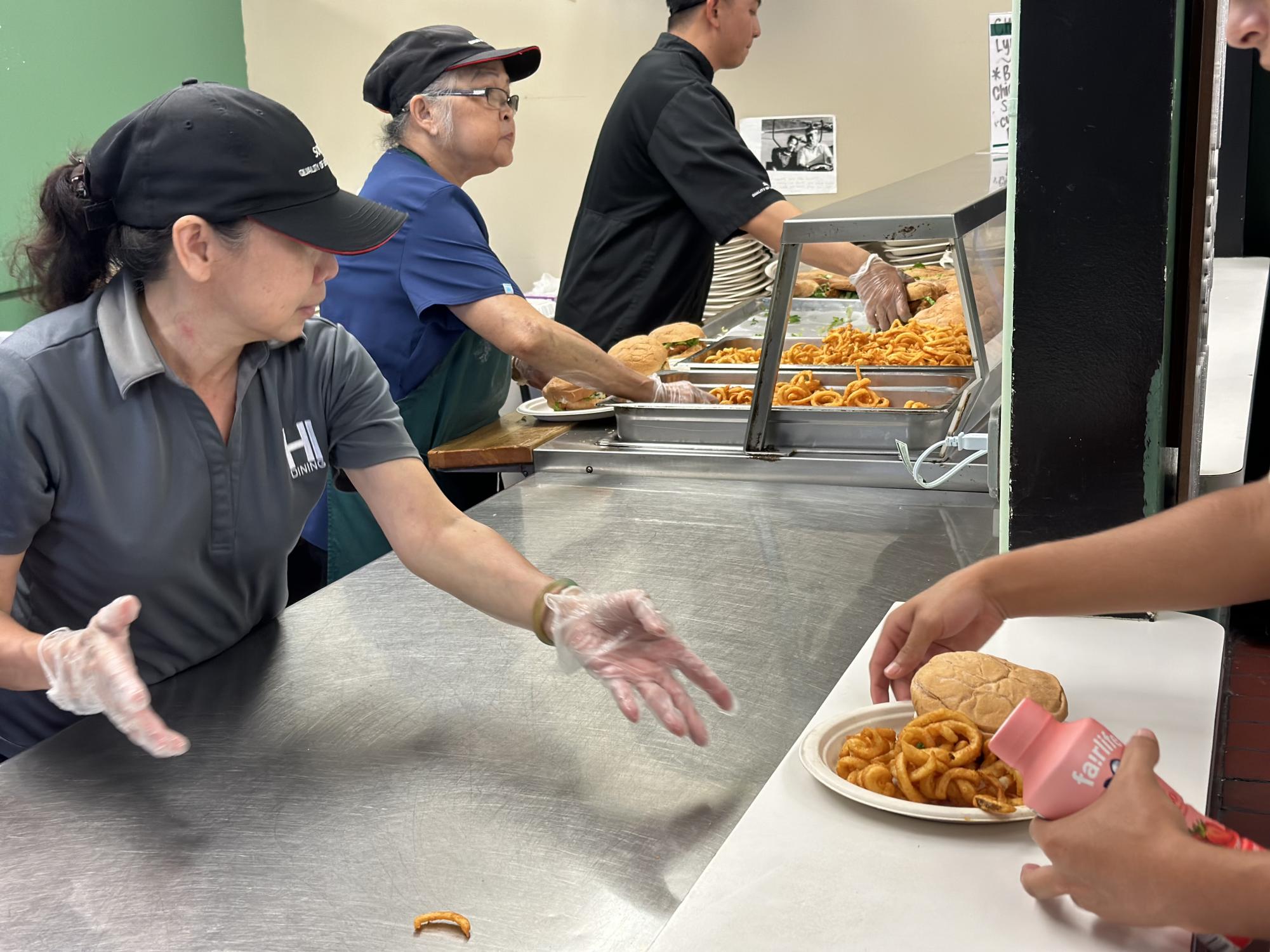 The Sodexo team working hard to serve hungry students at Mid-Pacific