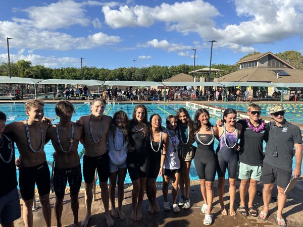 Mid Pacific's Swim Team after a swim meet. 