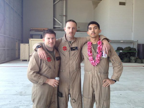 Raymond LaFleur poses with two fellow soldiers 