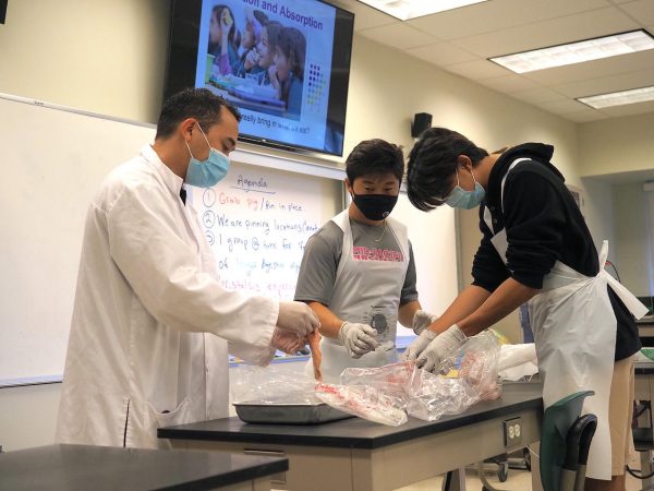 Science teacher Michael Valentine teaches human anatomy in a hands-on manner 