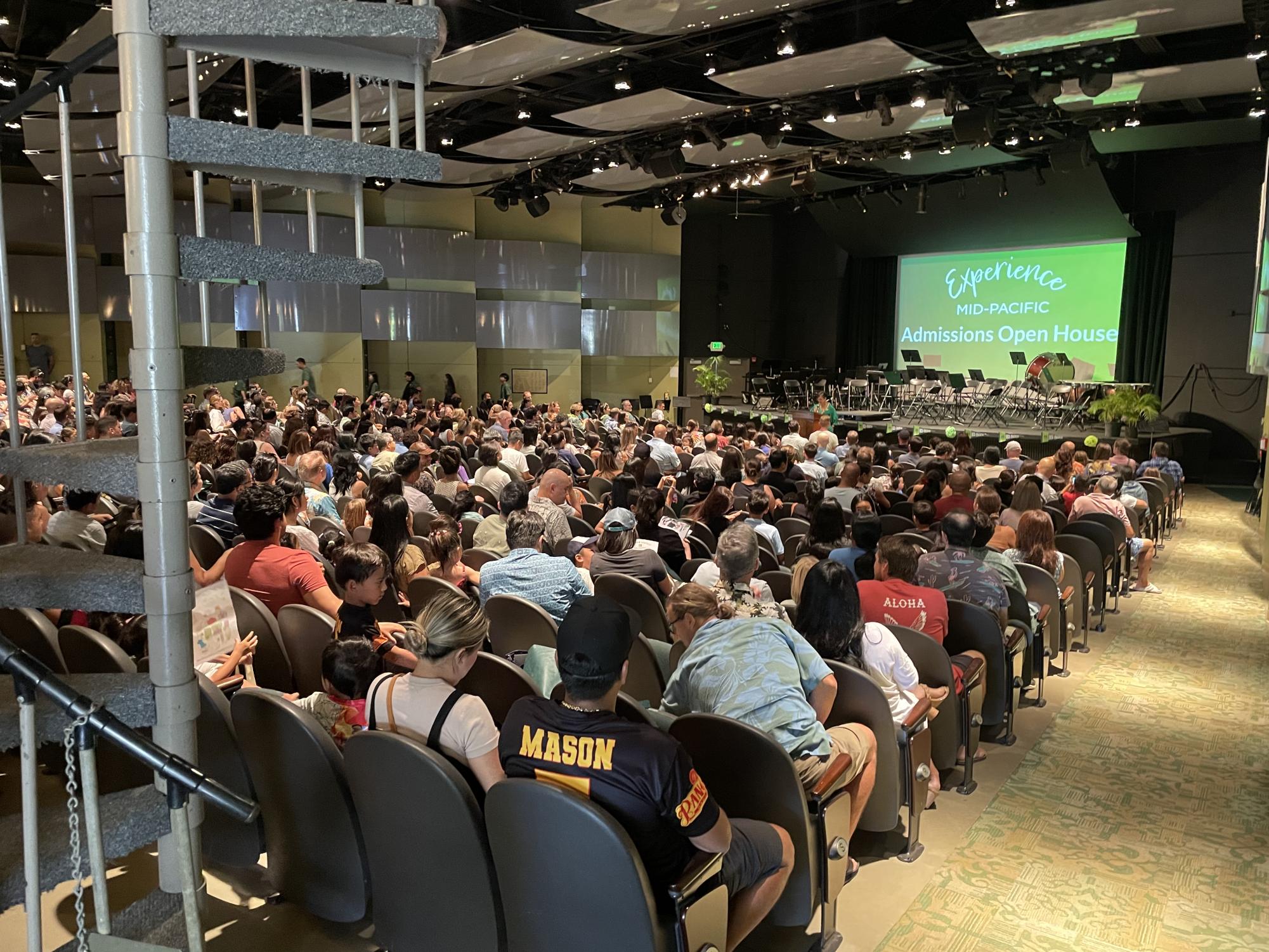 Prospective families attending Mid-Pacific's Open House event.