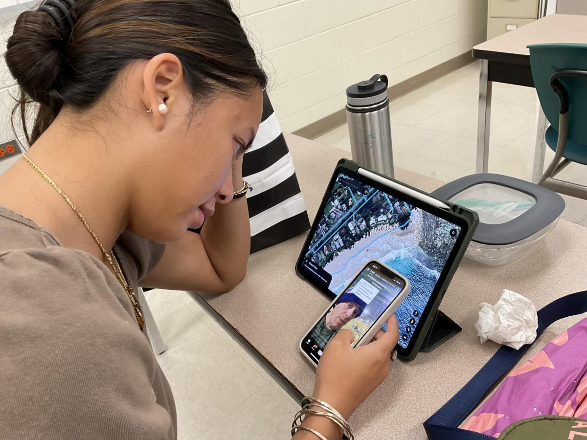 Senior, Carly Kaneshiro using TikTok STEM feature for her math project.