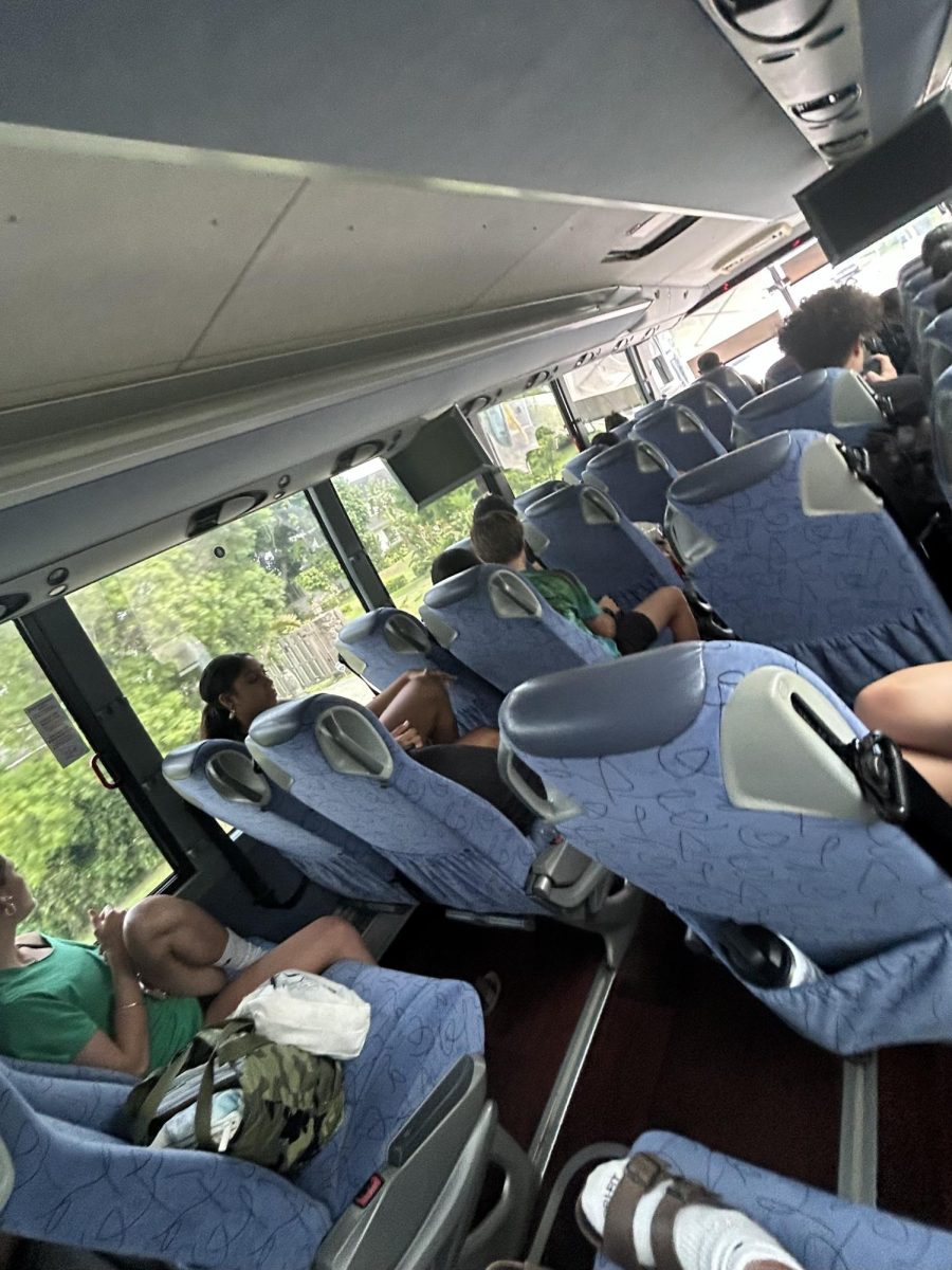 Track and field athletes taking the bus to practice at Henry J. Kaiser Highschool.