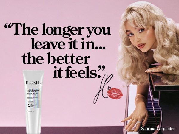 Sabrina Carpenter features in an advertisement for for a Redken hair product